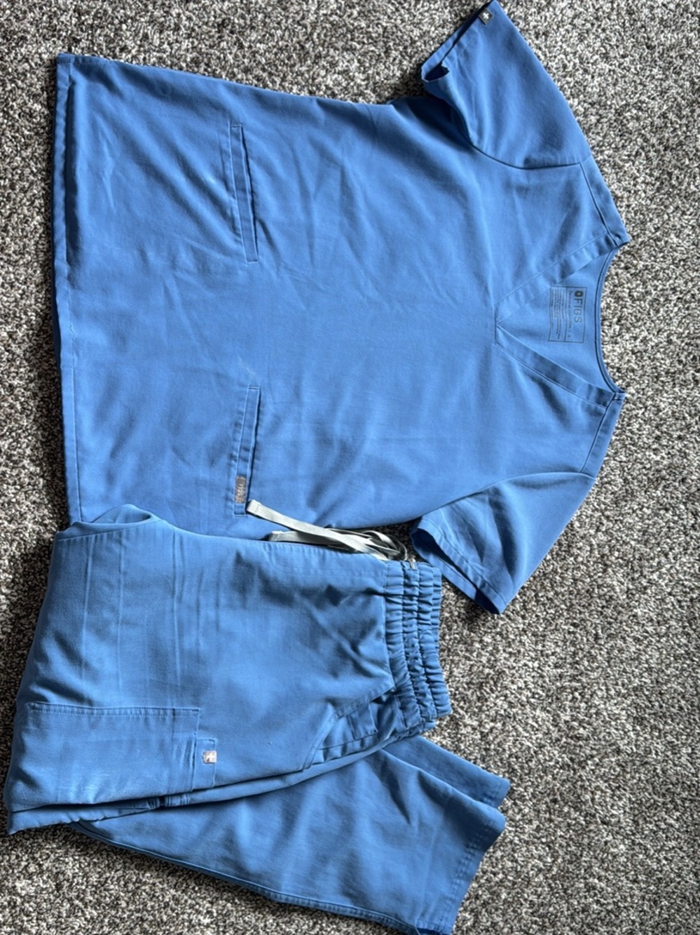Light Blue Medical Scrub Set - Top & Drawstring Pants